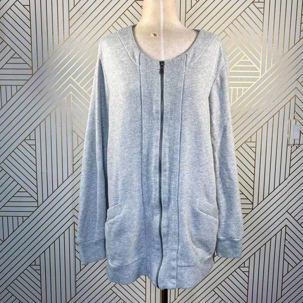 Anthropologie Pure + Good Zip Sweatshirt Jacket Terry Cotton Gray Size Large
